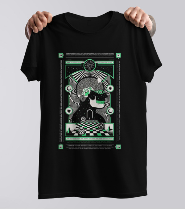 Levitation Show Oct 31-Nov 3 2024 Austin TX Psychedelic Skull Art With Cosmic T-Shirt