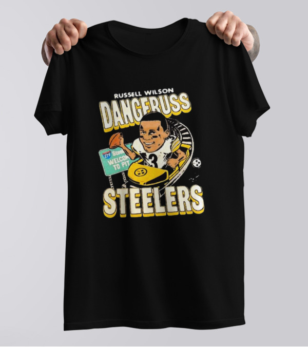 Russell Wilson Dangeruss Steelers Welcome To Pittsburgh NFL Football Signature Caricature T-Shirt