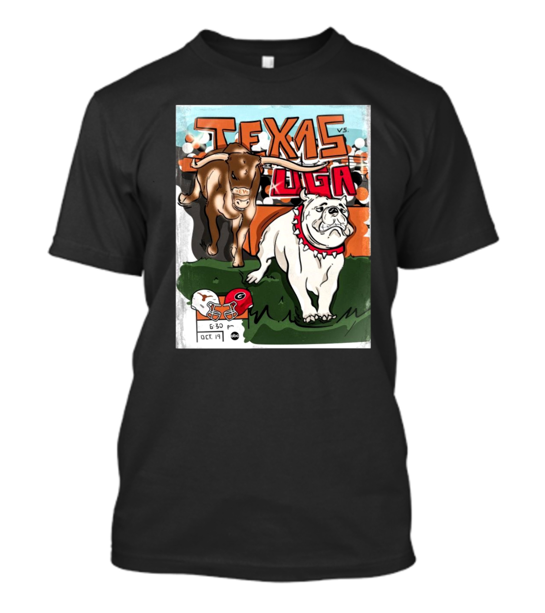 Texas Vs Georgia Longhorns Bulldogs October 19 2024 Football Showdown 6:30 PM ABC T-Shirt