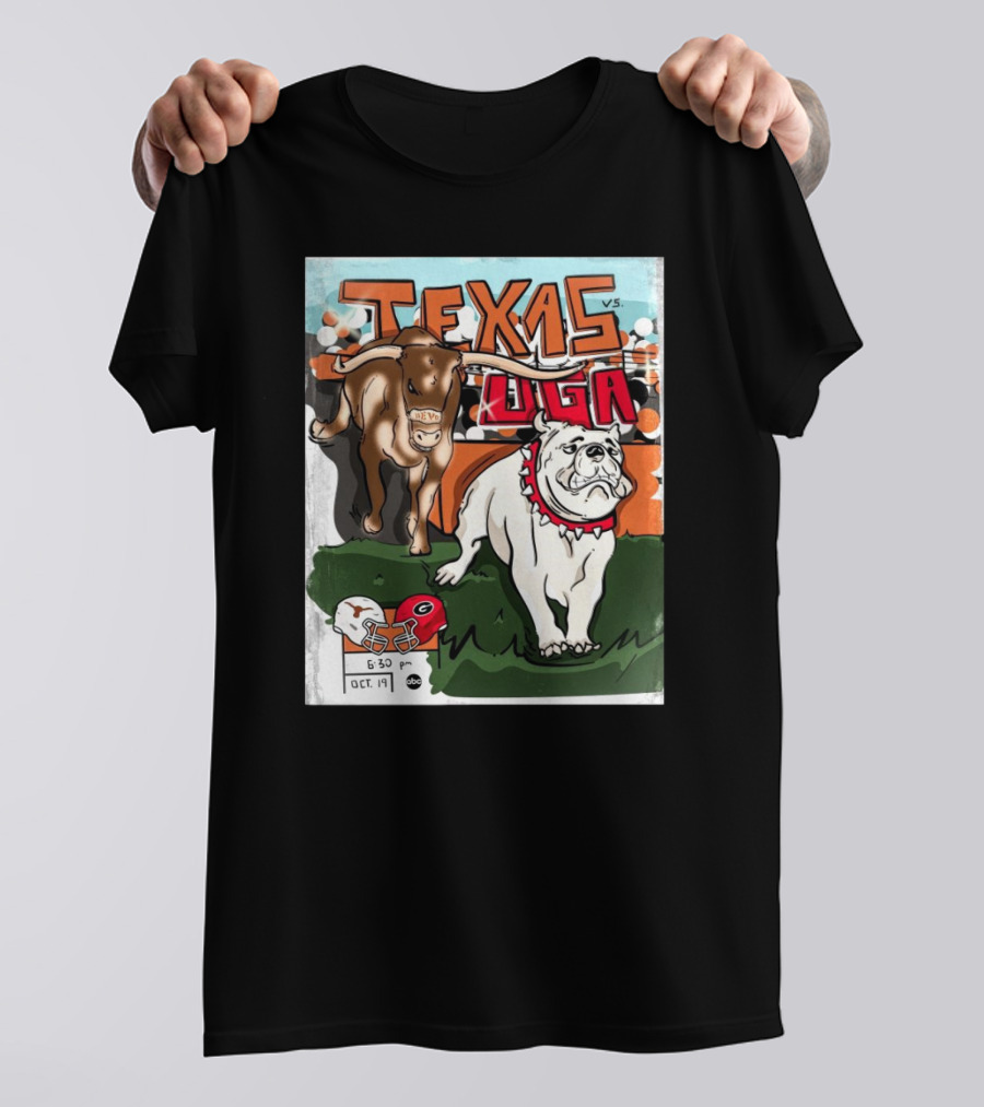 Texas Vs Georgia Longhorns Bulldogs October 19 2024 Football Showdown 6:30 PM ABC T-Shirt