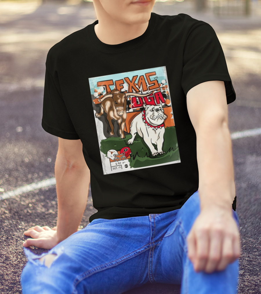 Texas Vs Georgia Longhorns Bulldogs October 19 2024 Football Showdown 6:30 PM ABC T-Shirt