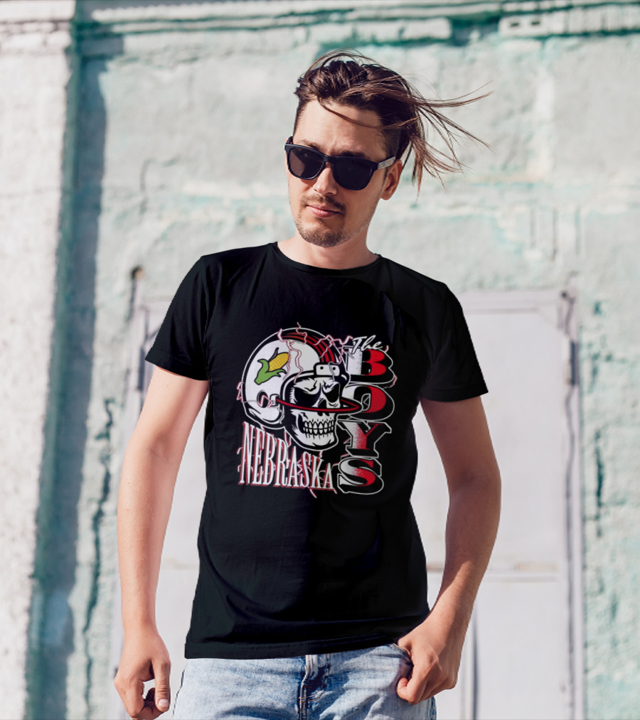 The Boys Nebraska Lightning Skull Corn Helmet T-Shirt