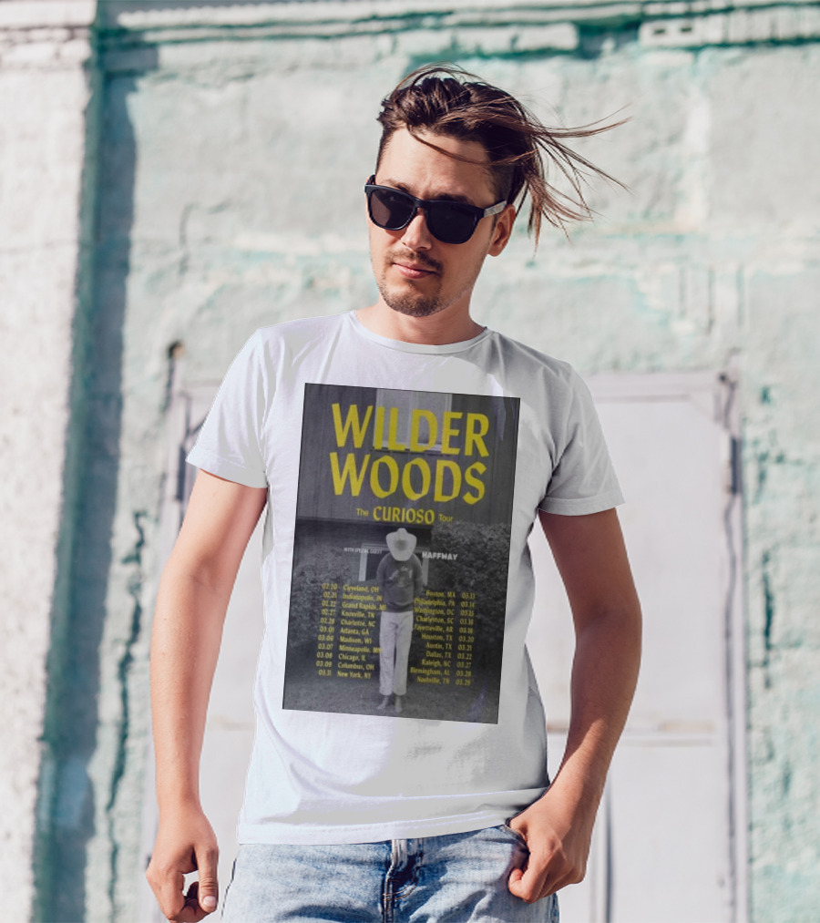 Wilder Woods The Curioso Tour 2025 Special Guest Haffmay Tour Dates And Cities T-Shirt