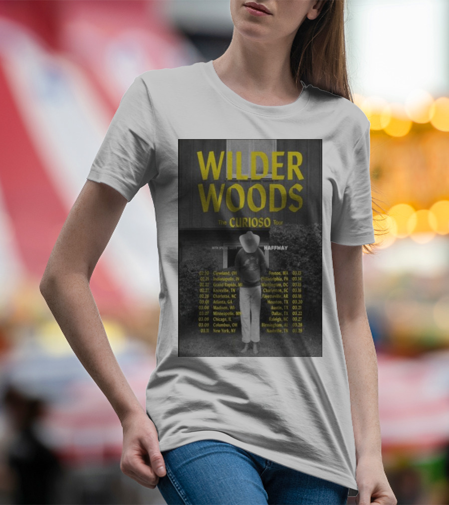 Wilder Woods The Curioso Tour 2025 Special Guest Haffmay Tour Dates And Cities T-Shirt
