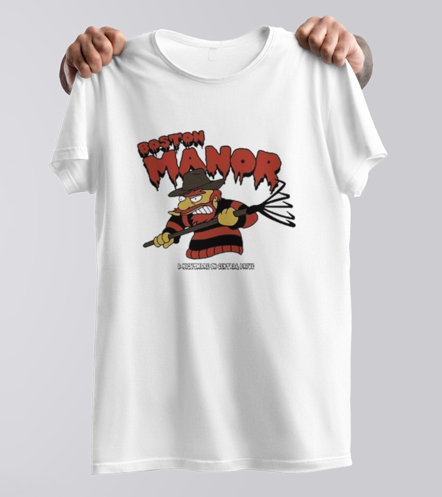 Boston Manor Horror Character A Nightmare On Central Drive T-Shirt