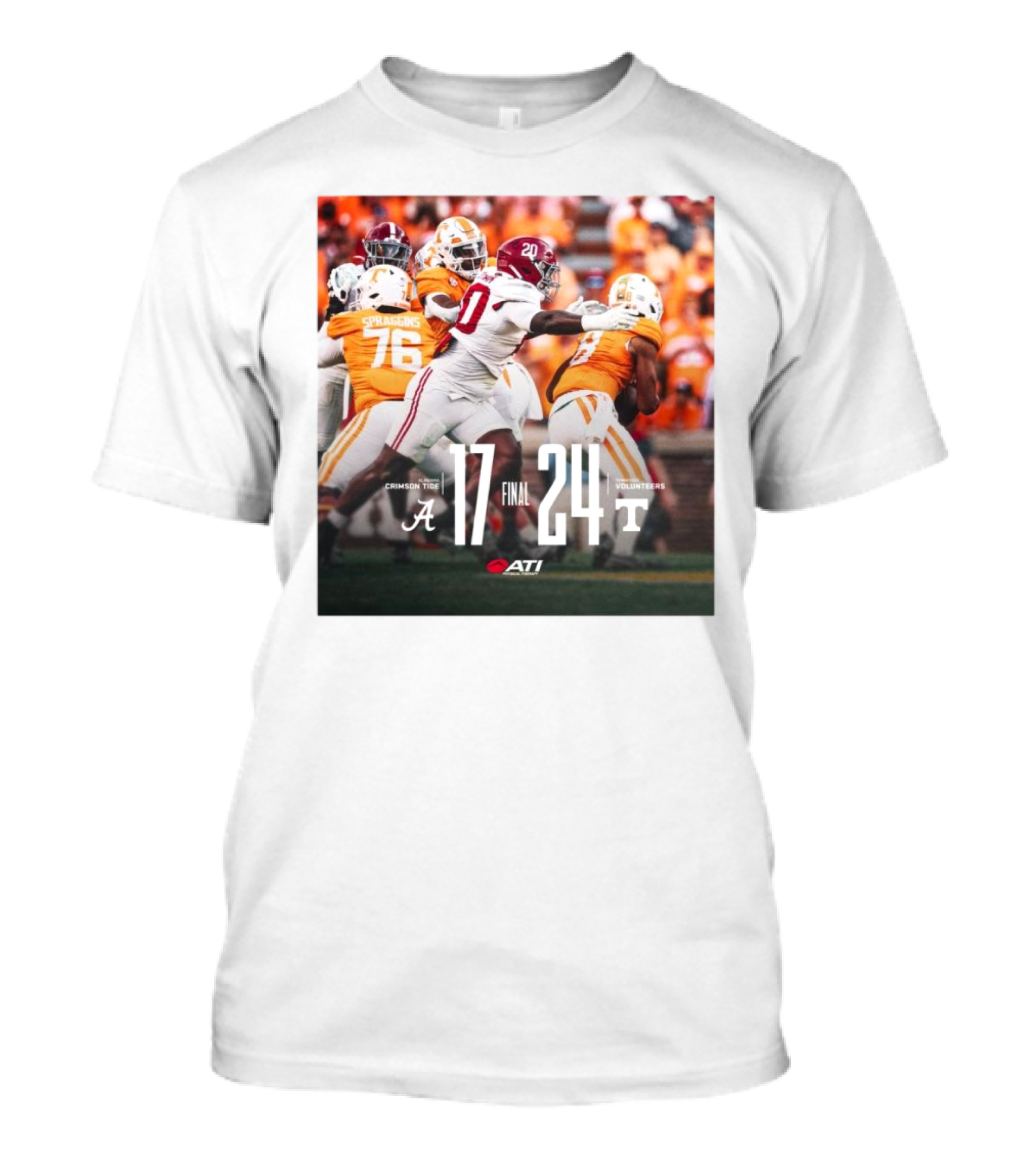 Final Score Alabama Crimson Tide 17 – 24 Tennessee Volunteers Football Game T-Shirt