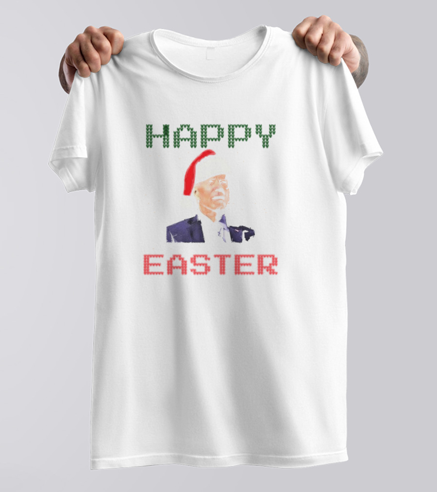 Joe Biden Happy Easter Ugly Christmas Sweater Santa Hat T-Shirt