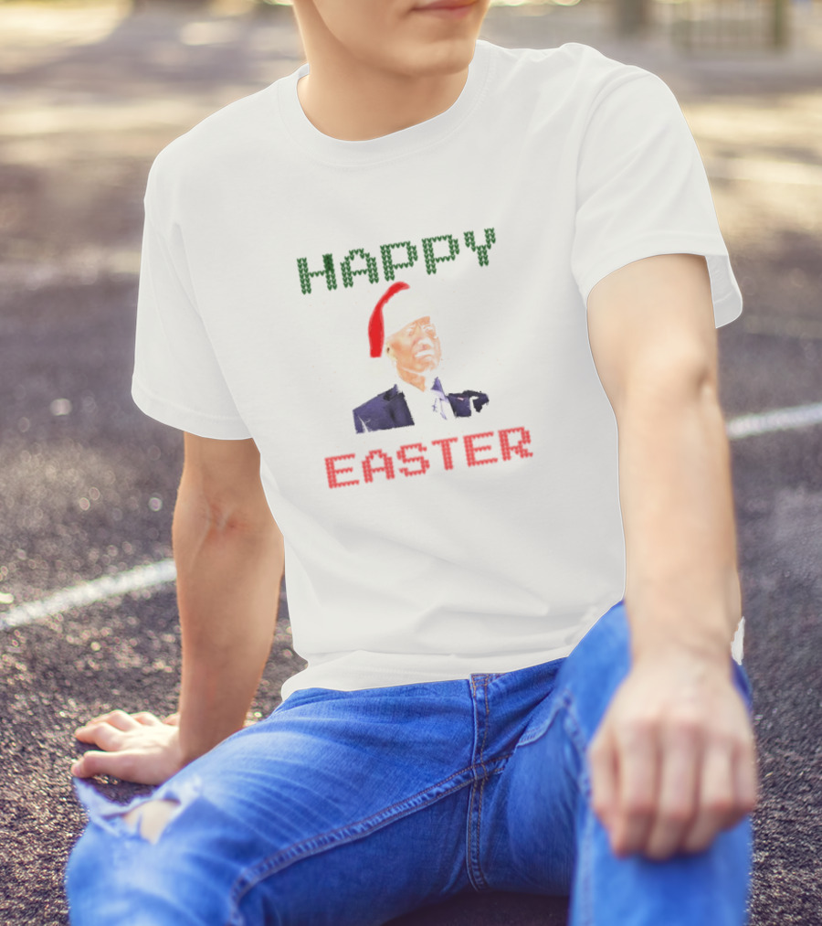 Joe Biden Happy Easter Ugly Christmas Sweater Santa Hat T-Shirt