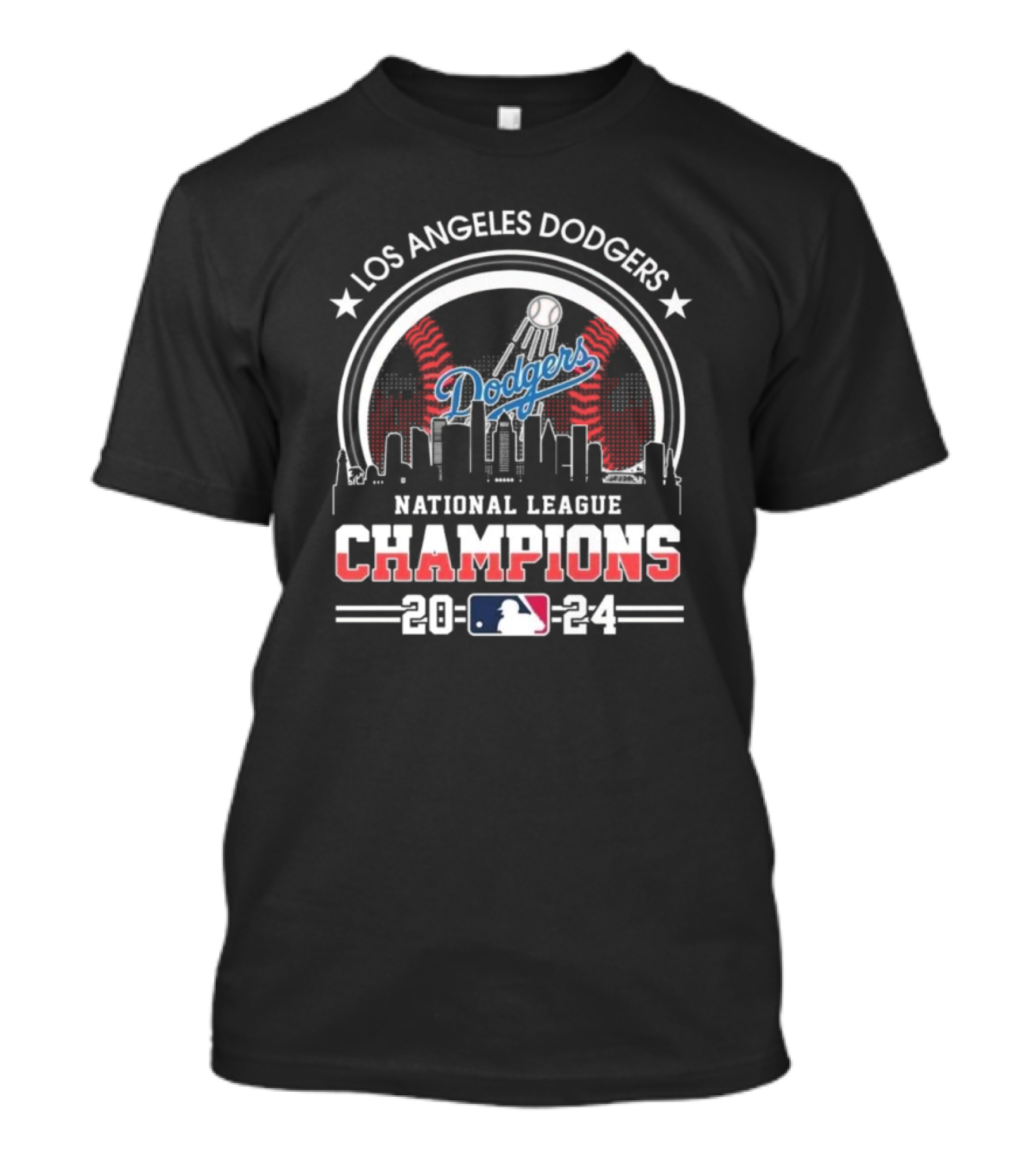 Los Angeles Dodgers 2024 National League Champions MLB Skyline T-Shirt