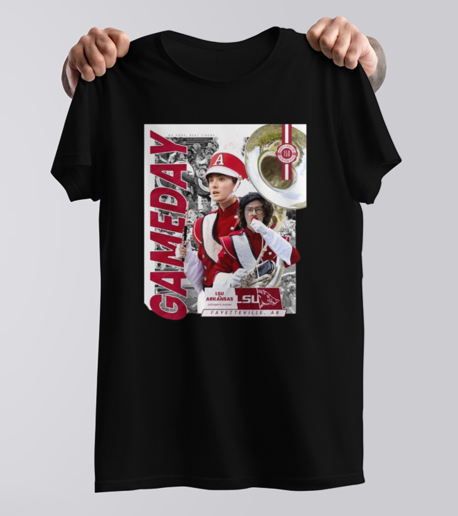 Gameday LSU Arkansas October 21 Fayetteville AR Razorbacks Tigers 150 Years T-Shirt