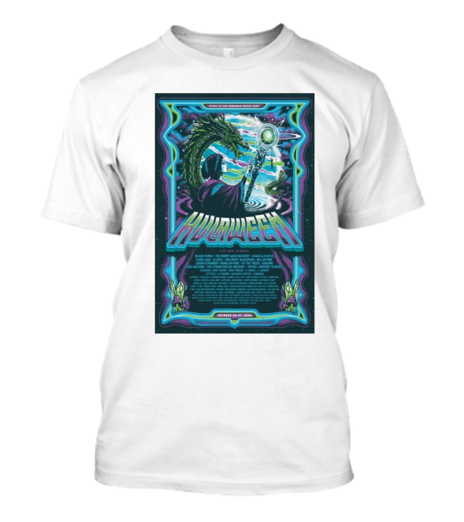Suwannee Hulaween October 24-27 2024 Spirit Of The Suwannee Music Park Live Oak FL With Black Pumas And Goose T-Shirt