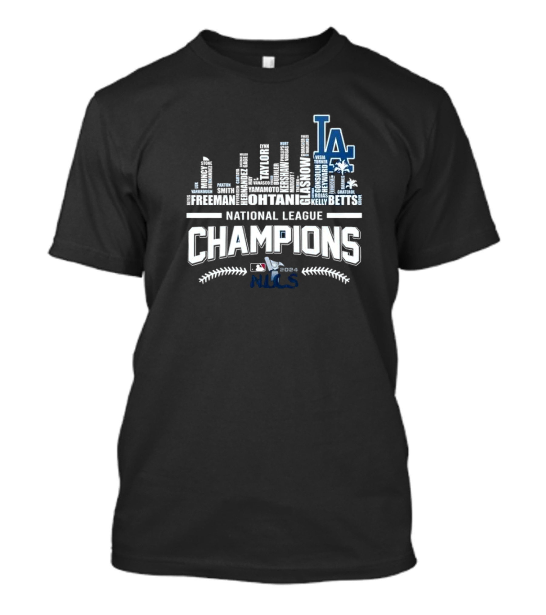Los Angeles Dodgers National League Champions 2024 LA Skyline Names NCLS T-Shirt