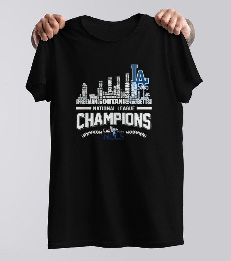 Los Angeles Dodgers National League Champions 2024 LA Skyline Names NCLS T-Shirt