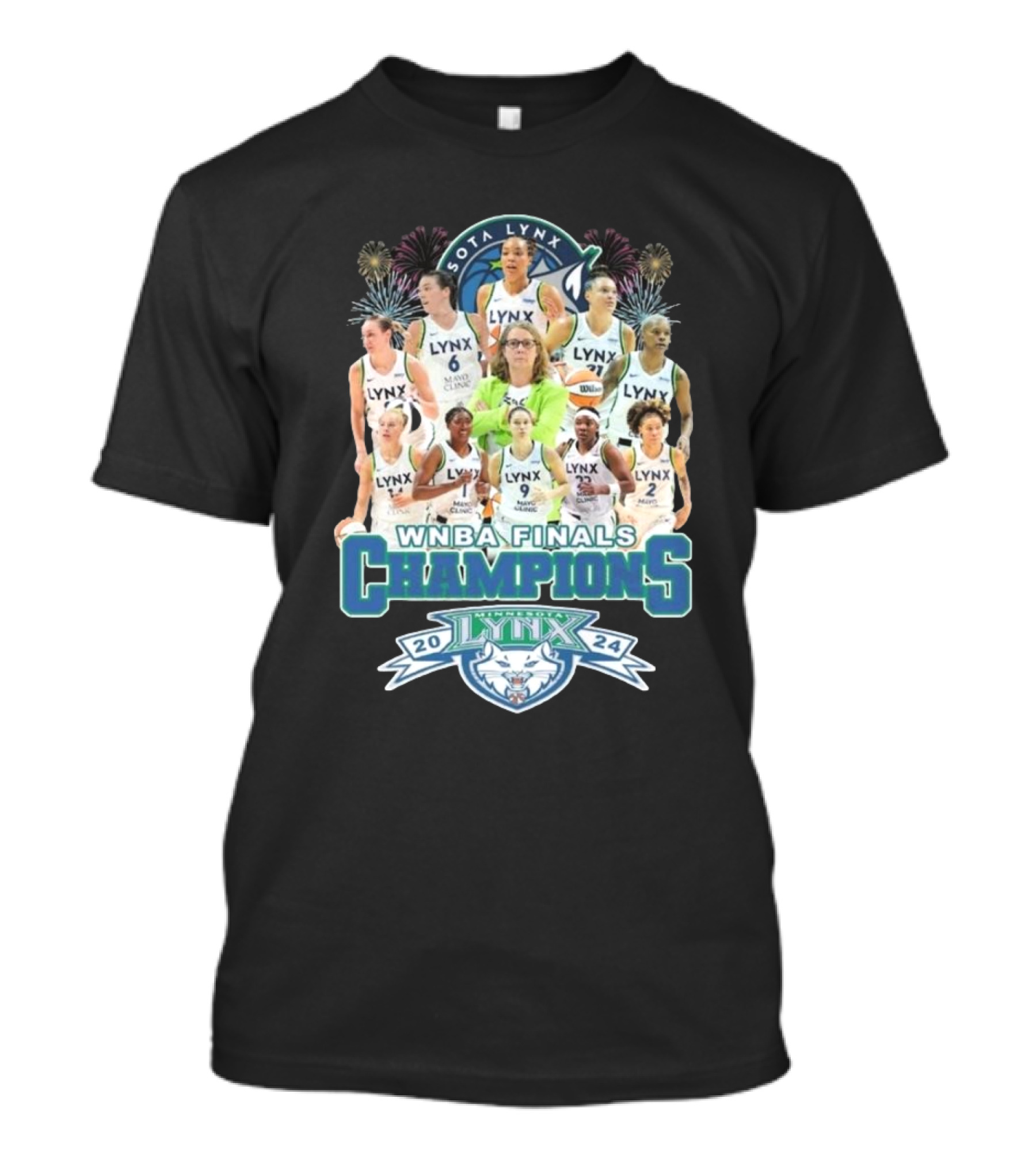 Minnesota Lynx WNBA Finals Champions 2024 All Players Fireworks T-Shirt