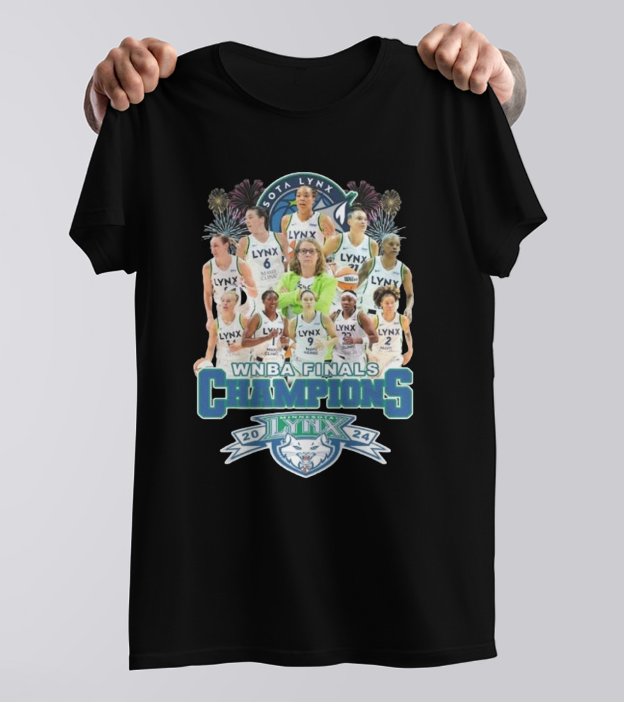 Minnesota Lynx WNBA Finals Champions 2024 All Players Fireworks T-Shirt