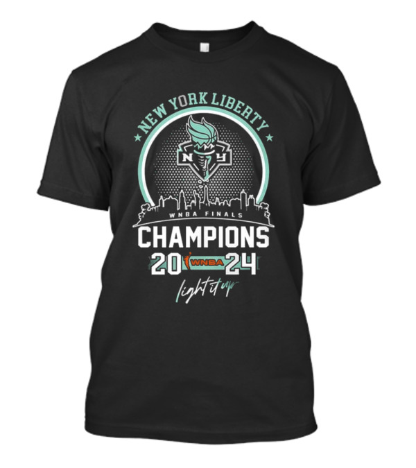 New York Liberty WNBA Finals Champions 2024 NY Skyline Light It Up T-Shirt