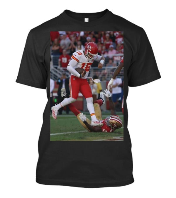 Patrick Mahomes Kansas City Chiefs Vs. San Francisco 49ers Football Action T-Shirt