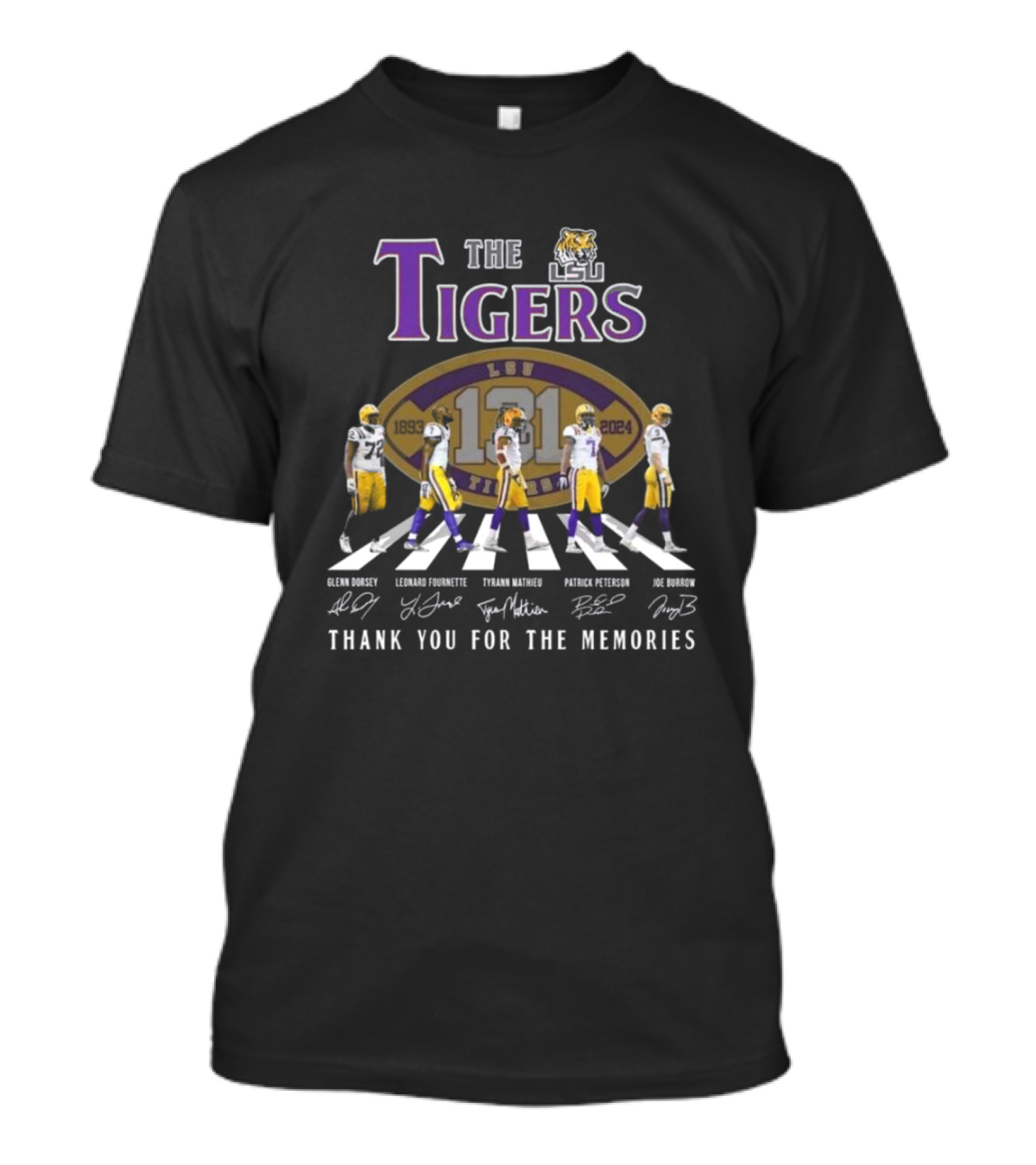 The LSU Tigers 1893-2024 Thank You For The Memories With Walking Signatures And LSU Tiger T-Shirt