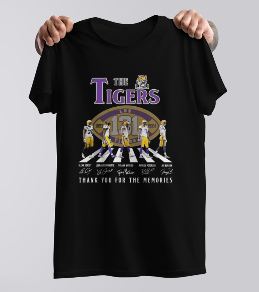 The LSU Tigers 1893-2024 Thank You For The Memories With Walking Signatures And LSU Tiger T-Shirt