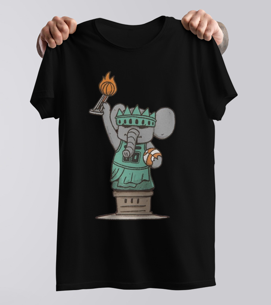Good Vibes Janky Drawing Champions New York Liberty Elephant Statue Basketball T-Shirt