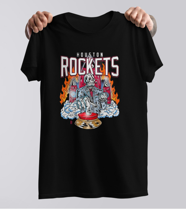 Houston Rockets Warren Lotas Skeleton Fire Rockets 2024-25 T-Shirt