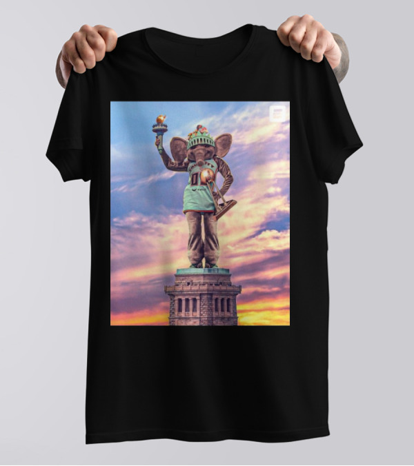 Big Ellie New York Liberty 2024 WNBA Champions Statue Of Liberty Elephant T-Shirt