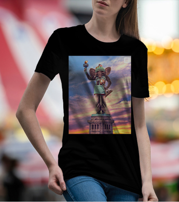 Big Ellie New York Liberty 2024 WNBA Champions Statue Of Liberty Elephant T-Shirt