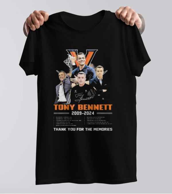 Tony Bennett 2009-2024 Thank You For The Memories Signature Virginia Basketball Coach T-Shirt