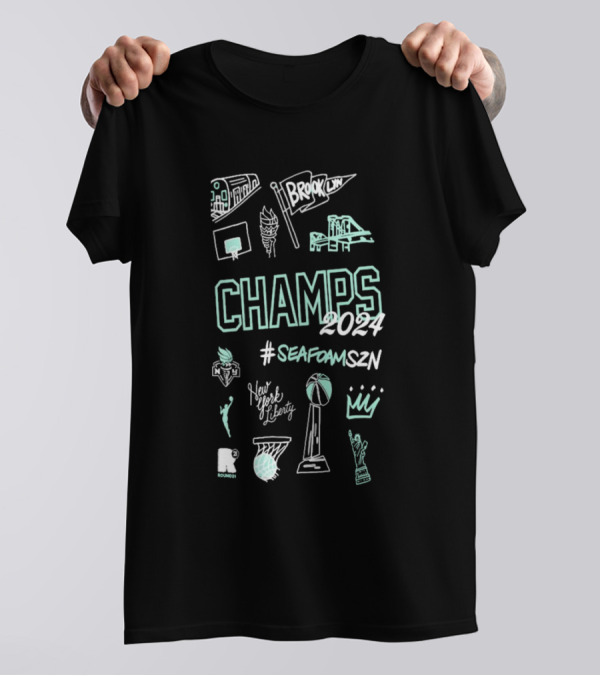 Champs 2024 #SeafoamSZN New York Liberty Brooklyn WNBA Finals T-Shirt