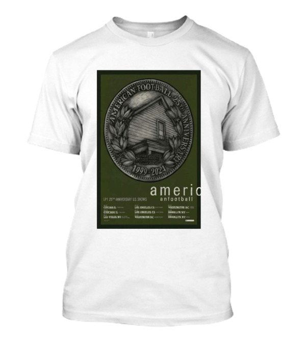 American Football LP1 1999-2024 25th Anniversary US Shows Chicago Las Vegas Los Angeles Washington DC Brooklyn T-Shirt
