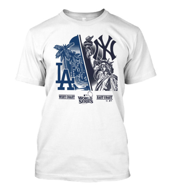 East Coast New York Yankees Vs. West Coast Los Angeles Dodgers MLB World Series T-Shirt