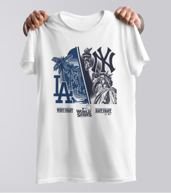 East Coast New York Yankees Vs. West Coast Los Angeles Dodgers MLB World Series T-Shirt