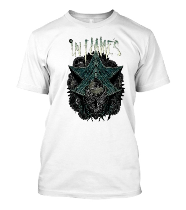 In Flames 2024 The Wheels Turn Black Clockwork Gear T-Shirt