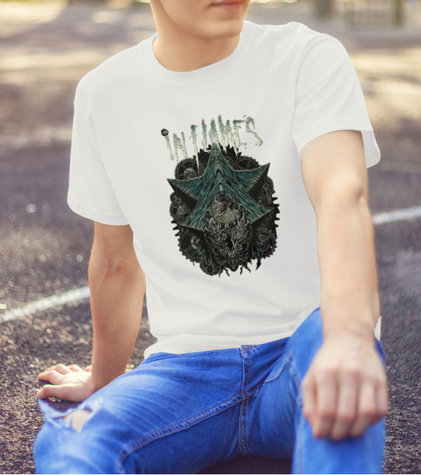 In Flames 2024 The Wheels Turn Black Clockwork Gear T-Shirt