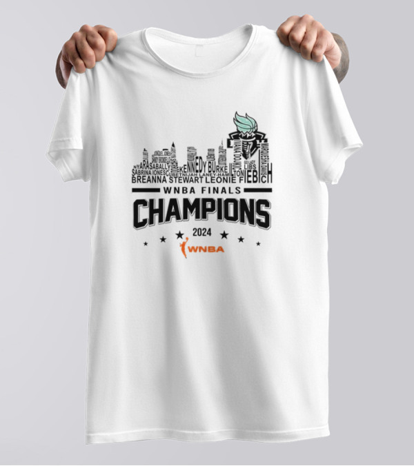 WNBA Finals Champions 2024 New York Liberty Skyline Featuring Iconic Liberty T-Shirt