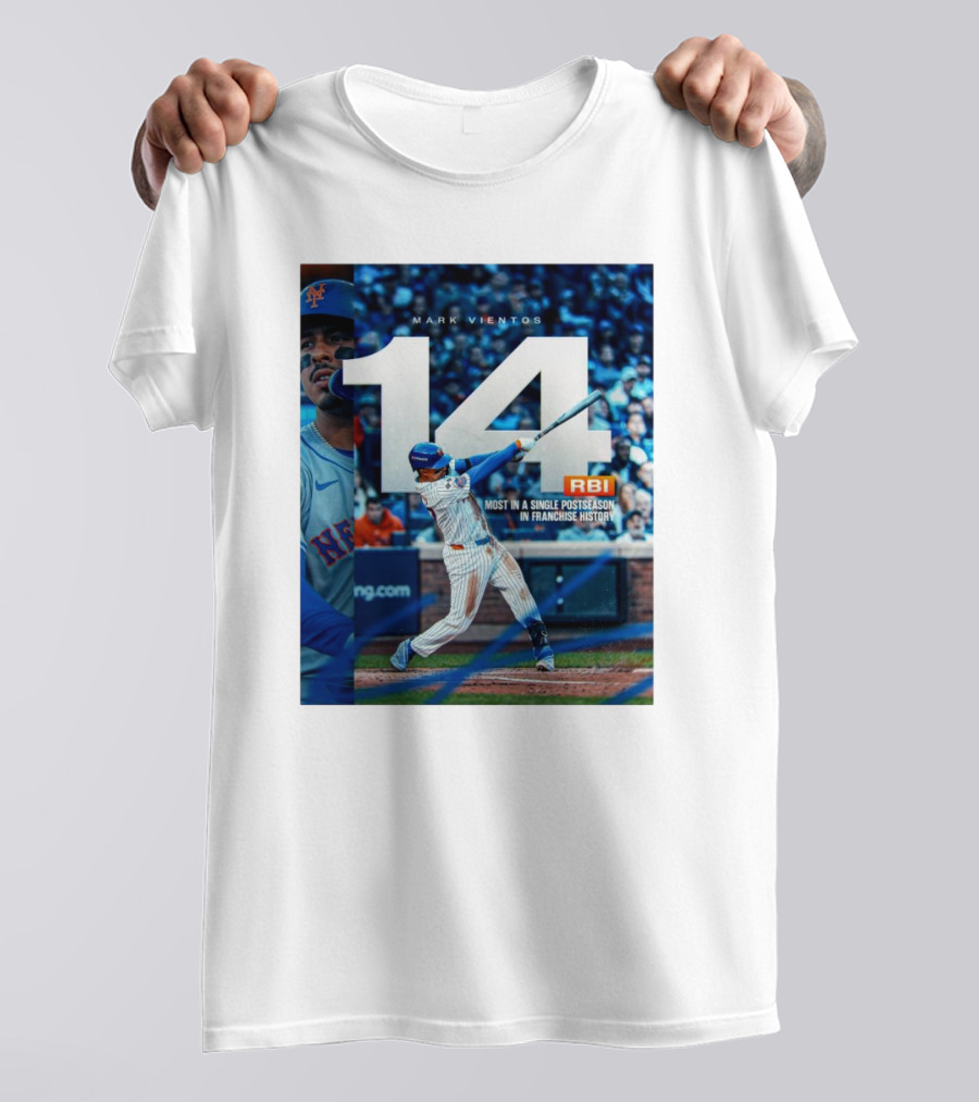 Mark Vientos 14 RBI Most In A Single Postseason New York Mets Franchise History T-Shirt