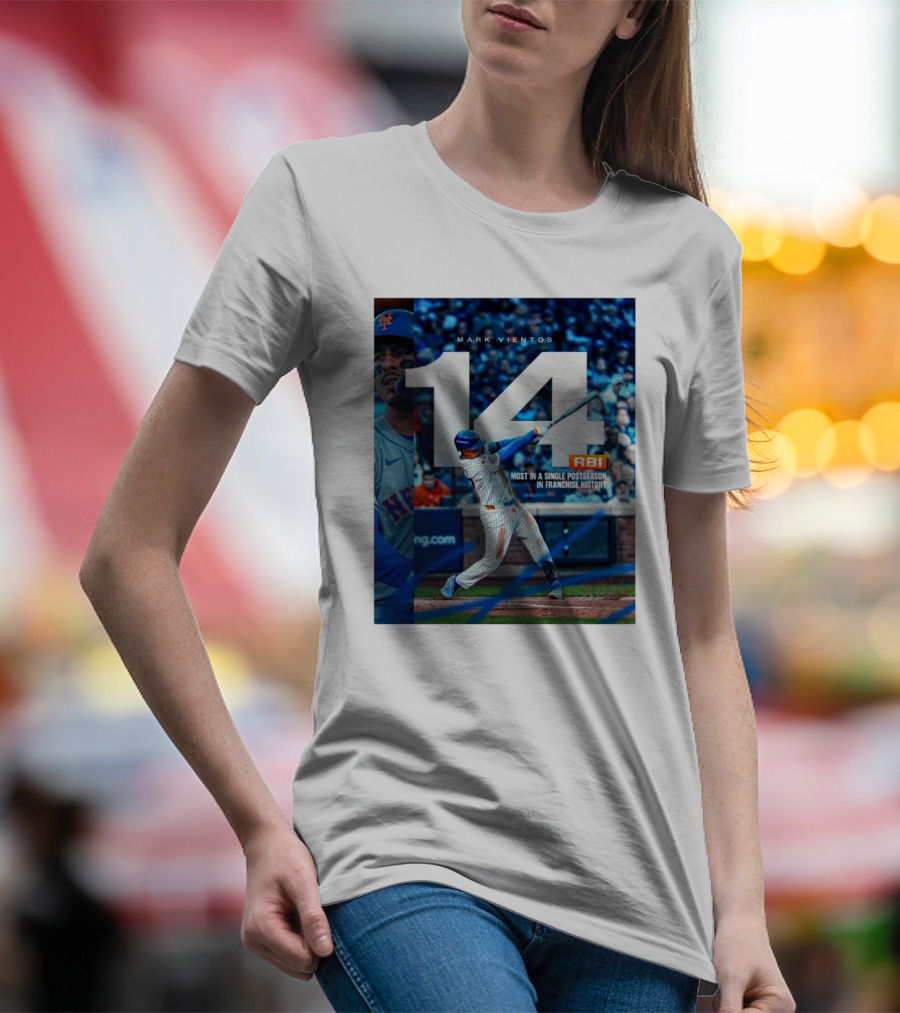 Mark Vientos 14 RBI Most In A Single Postseason New York Mets Franchise History T-Shirt