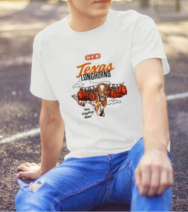H-E-B Texas Longhorns Here Everything's Better Hook 'em Horns T-Shirt
