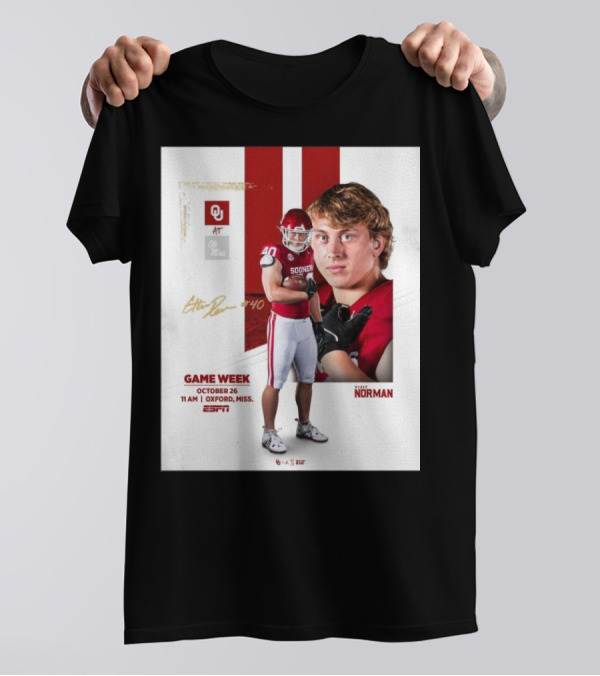 Game Week October 26 Oklahoma Sooners At Ole Miss Rebels Oxford ESPN Signature T-Shirt