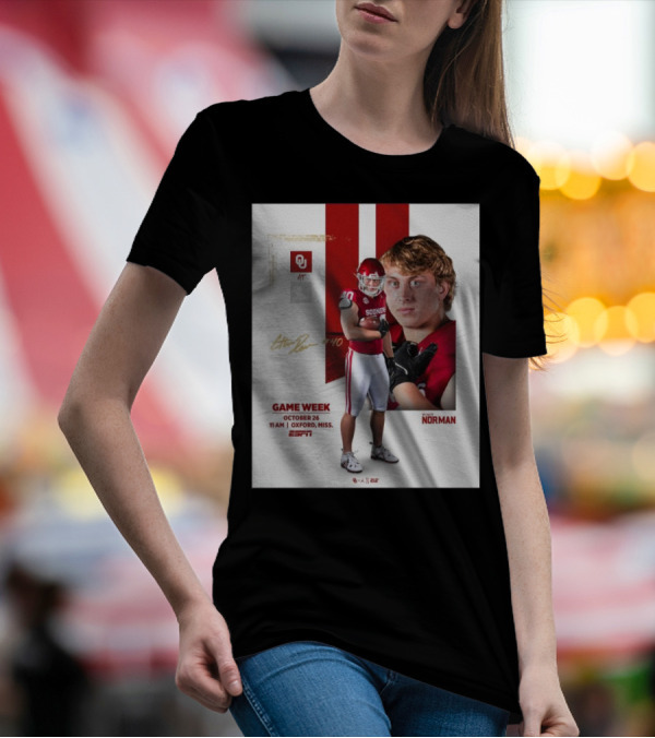Game Week October 26 Oklahoma Sooners At Ole Miss Rebels Oxford ESPN Signature T-Shirt