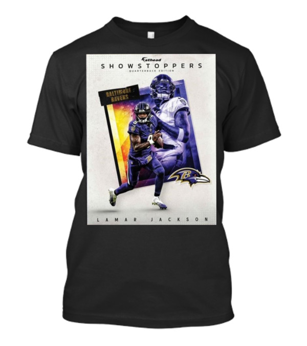 Lamar Jackson Baltimore Ravens Fathead Showstoppers Quarterback Edition T-Shirt