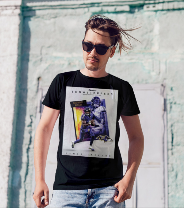 Lamar Jackson Baltimore Ravens Fathead Showstoppers Quarterback Edition T-Shirt
