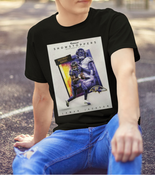 Lamar Jackson Baltimore Ravens Fathead Showstoppers Quarterback Edition T-Shirt