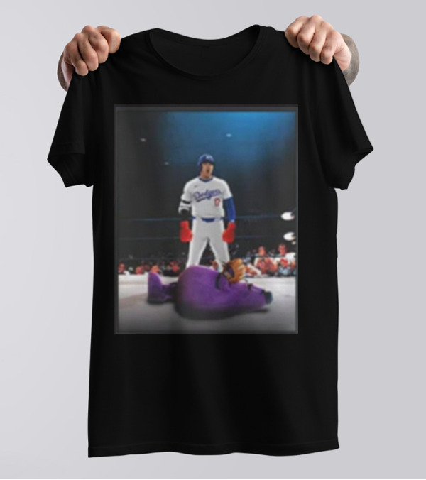 Los Angeles Dodgers Shohei Ohtani Defeats Grimace In MLB Crossover Event T-Shirt