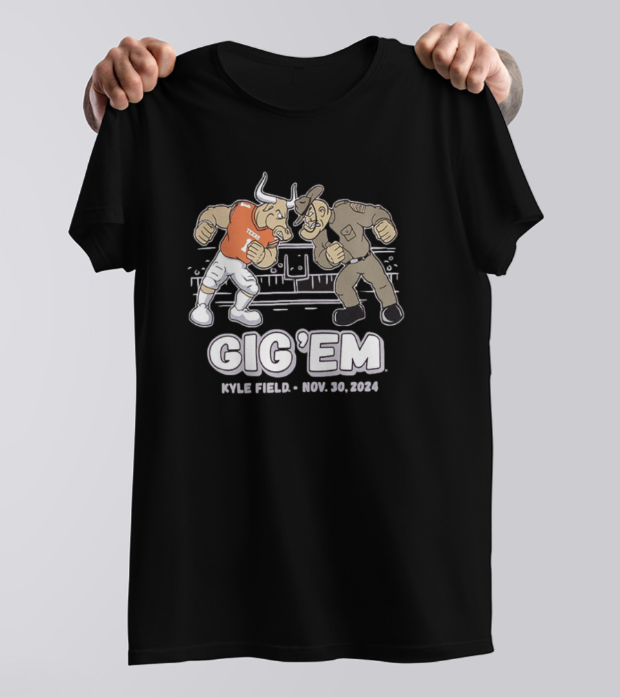 Texas A&M Aggies Vs Texas Longhorns Gig 'Em Kyle Field Nov. 30, 2024 Head To Head Ol’ Sarge T-Shirt