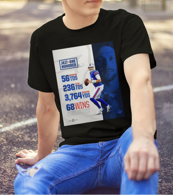 JA17 One Hundred 68 Wins First 100 Starts 56 Rushing TDs Buffalo Bills NFL Record Ties 6th Most Since 1950 T-Shirt