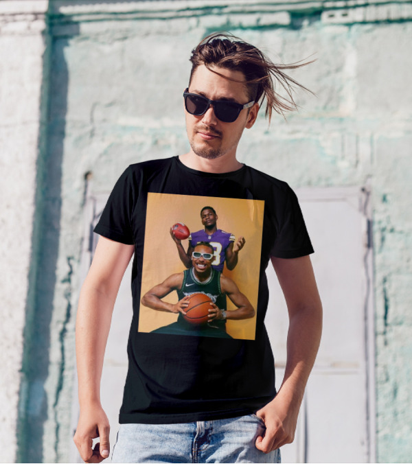 Justin Jefferson Anthony Edwards Minnesota Vikings Timberwolves Sports Photo T-Shirt