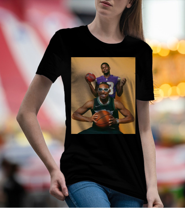 Justin Jefferson Anthony Edwards Minnesota Vikings Timberwolves Sports Photo T-Shirt