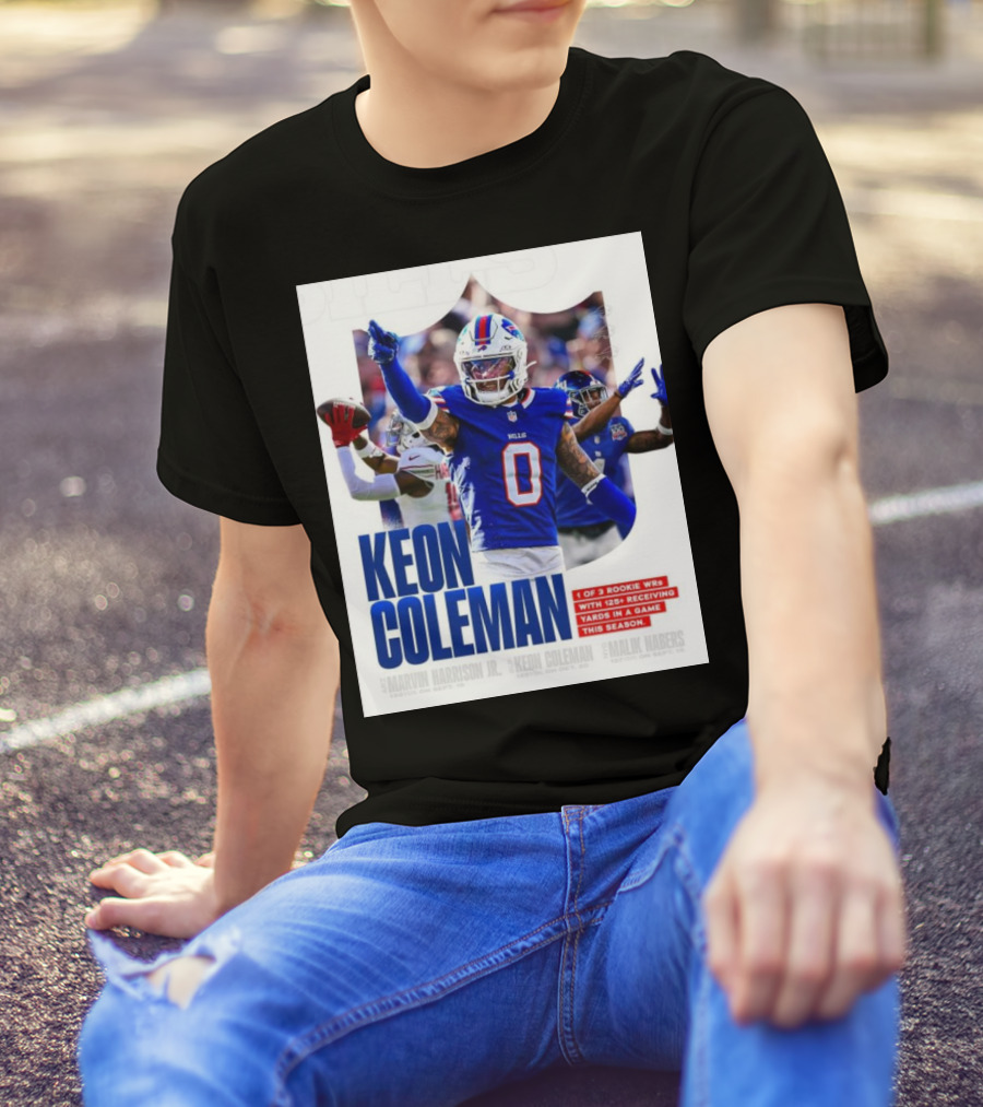 Keon Coleman Buffalo Bills Rookie WR With 125+ Receiving Yards This Season T-Shirt