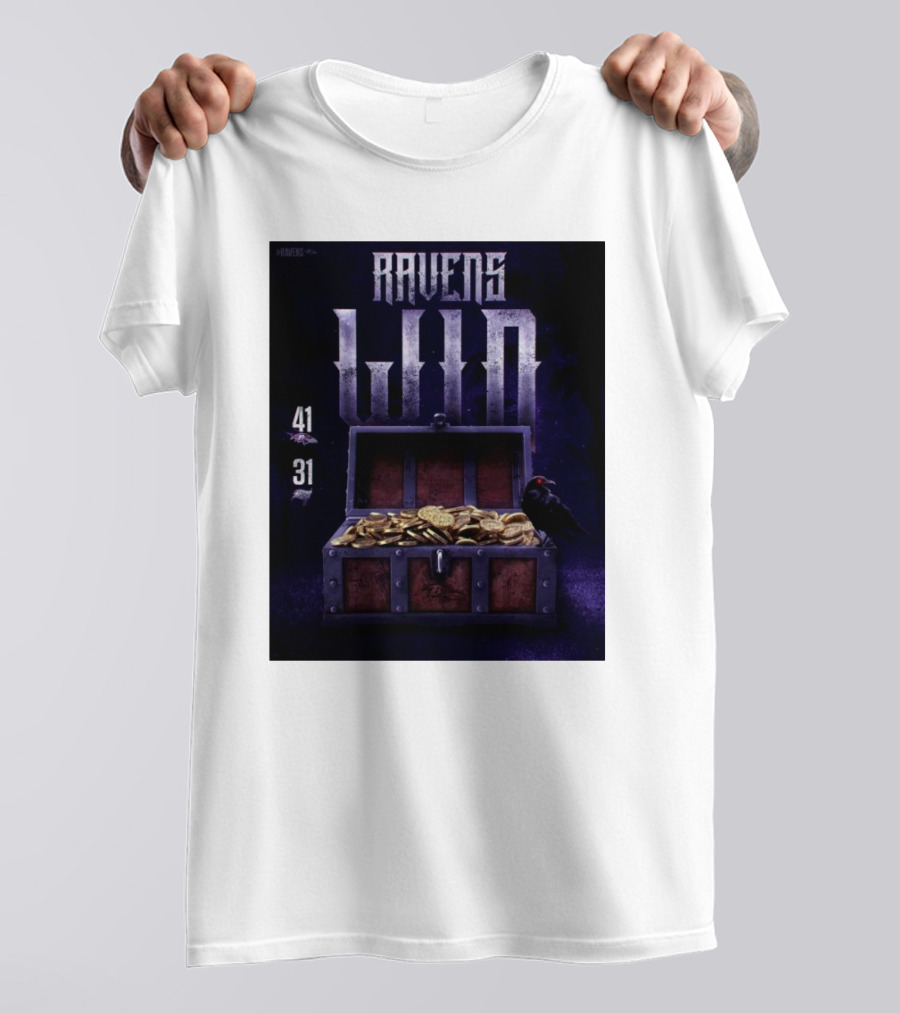 Ravens Win 41-31 Treasure Chest Victory Baltimore Vs Tampa Bay Buccaneers NFL T-Shirt